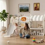 Детски център за игра 3 в 1 с пързалка и кош сив, Feelkids - Image 2