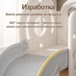 Детски център за игра 3 в 1 с пързалка и кош сив, Feelkids - Image 9