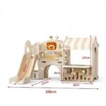 Детски център за игра 3 в 1 с пързалка и баскетболен кош кафяв, Feelkids - Image 8
