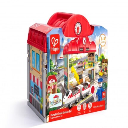 Детски дървен железопътен комплект 40 части, Hape