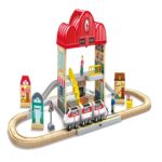 Детски дървен железопътен комплект 40 части, Hape - Image 8
