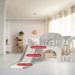 Детски игрален център 9 в 1 с пързалка и люлка сив, Feelkids - Image 4