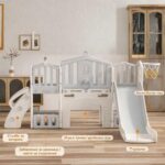 Детски игрален център 9 в 1 с пързалка и люлка сив, Feelkids - Image 3