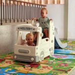 Детски игрален модул Автобус с пързалка сив, Feelkids - Image 6