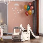 Детски игрален модул Автобус с пързалка сив, Feelkids - Image 5