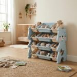 Детски органайзер за играчки Мече с 12 кутии син, Feelkids