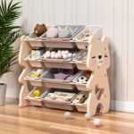 Детски органайзер за играчки Мече с 12 кутии розов, Feelkids - Image 4