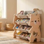 Детски органайзер за играчки Мече с 12 кутии розов, Feelkids - Image 3