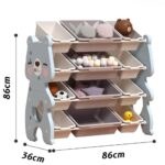 Детски органайзер за играчки Мече с 12 кутии син, Feelkids - Image 5