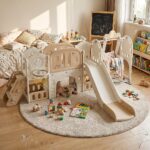 Детски център с пързалка люлка и катерушка 11 в 1 кафяв, Feelkids - Image 5
