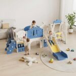 Детски център с пързалка люлка и катерушка 11 в 1 син, Feelkids - Image 3