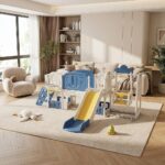 Детски център с пързалка люлка и катерушка 11 в 1 син, Feelkids - Image 4