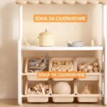 Детски щанд за ролеви игри с плот и кутии, кафяв, Feelkids - Image 4