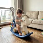 Детско люлеещо конче 3 в 1 с родителски контрол синьо, Feelkids