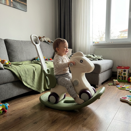 Детско люлеещо конче 3 в 1 с родителски контрол зелено, Feelkids