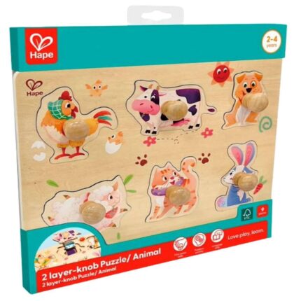 Дървен пъзел Животни от фермата, Hape