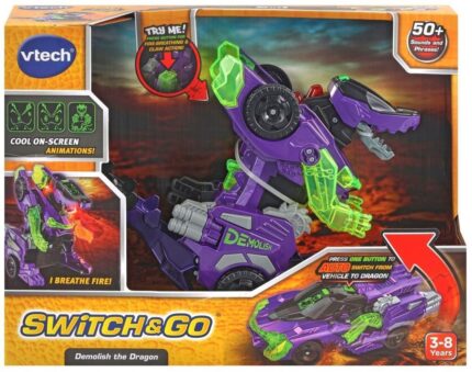 Трансформер кола дракон Demolish 2 в 1 лилав, VTech