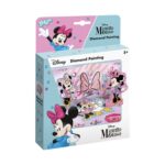 Картички с диаманти Мини Маус, Totum: розово-синя кутия „Diamond Painting“ на Disney с изрязани фигури на мишката в розово, голяма панделка и пръснати блестящи камъчета.