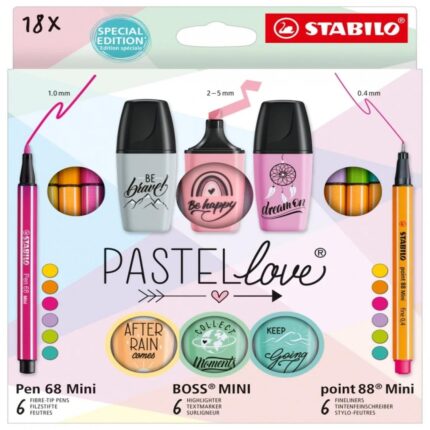 Комплект Pastellove Pen 68 Boss и Point 88, 18 броя, Stabilo