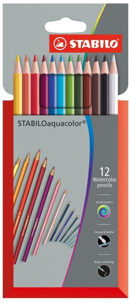 Комплект акварелни моливи, 12 цвята, Stabilo