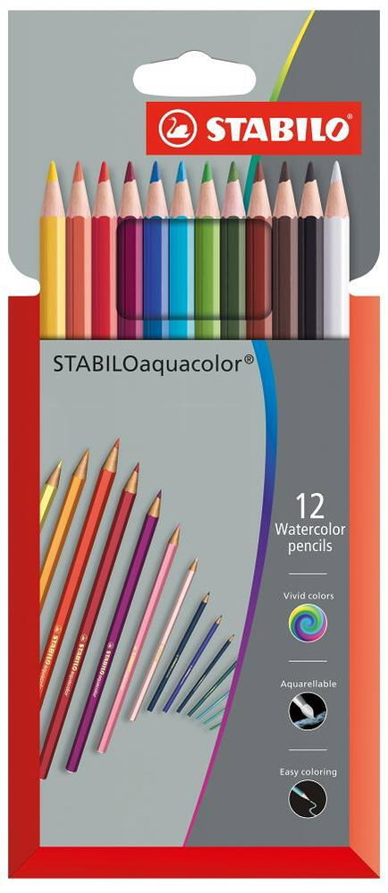 Комплект акварелни моливи, Stabilo, 12 цвята Комплект акварелни моливи Stabilo