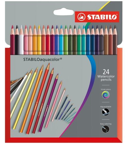 Комплект акварелни моливи, 24 цвята, Stabilo