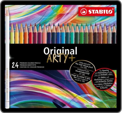 Комплект цветни моливи Arty Original metal box, 24 цвята, Stabilo
