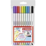 Комплект Флумастери Pen 68 Brush- комплект 10 цвята, Stabilo