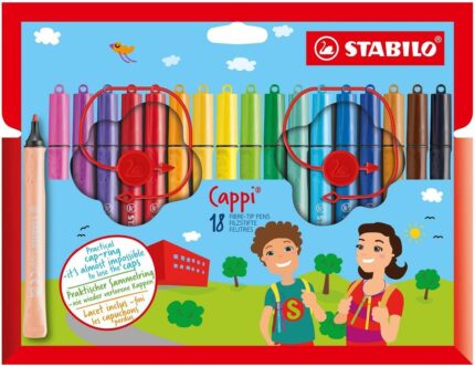 Комплект флумастери Cappi, 18 цвята, Stabilo