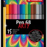 Комплект флумастери Pen 68 Arty метална кутия Stabilo
