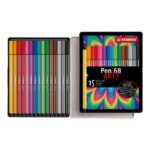 Комплект флумастери Pen 68 Arty метална кутия, 15 цвята, Stabilo - Image 2