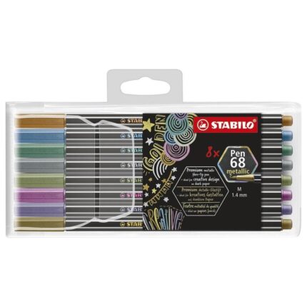 Комплект флумастери Pen 68 Metallic, 8 цвята, Stabilo