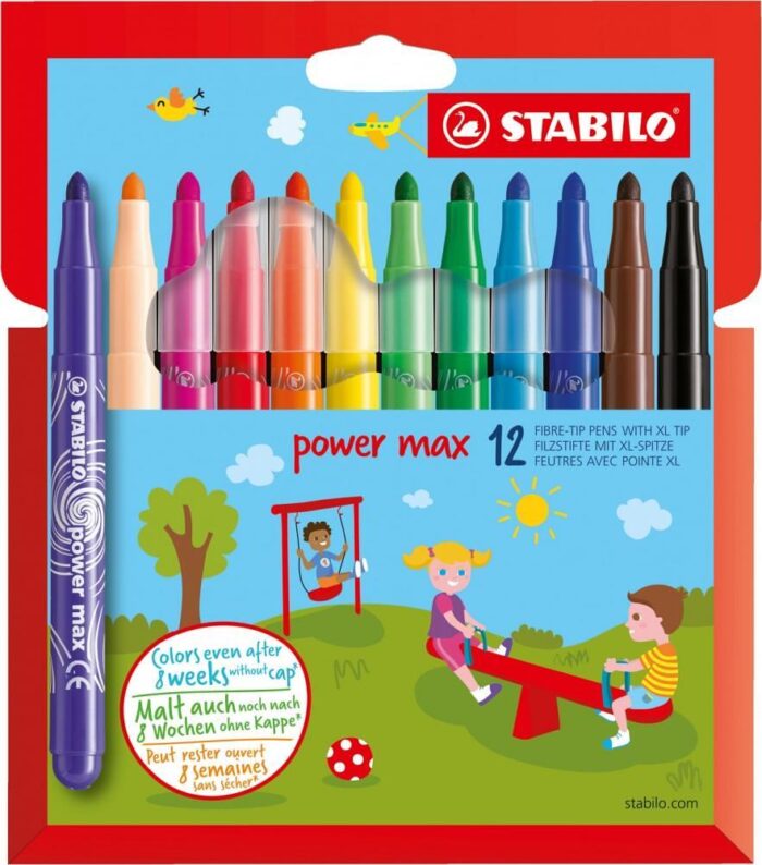 Комплект флумастери, Stabilo, Power max, 12 цвята Комплект флумастери Power max Stabilo