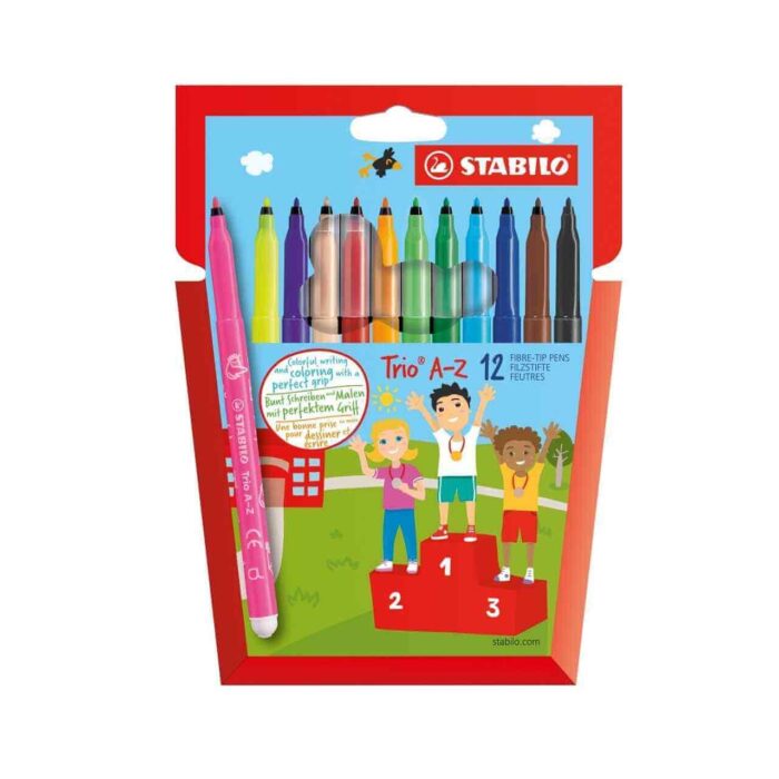 Комплект флумастери, Stabilo, Trio A-Z, 12 цвята Комплект флумастери Trio A-Z Stabilo