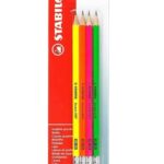 Комплект графитни моливи с гума Swano fluo HB Stabilo