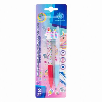 Комплект изтриващи химикалки Pastel Line Еднорог, 2 броя, Astra