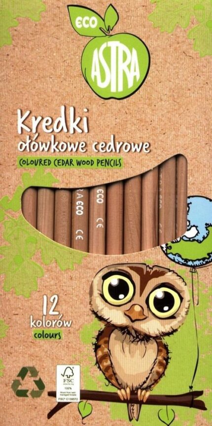 Комплект моливи цветни и кръгли, 12 цвята, Astra