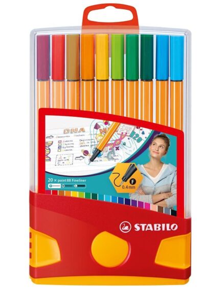 Комплект тънкописци Point 88 Color Parade, 20 цвята, Stabilo