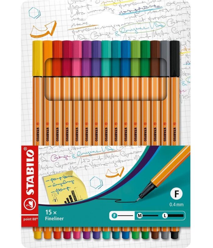 Комплект тънкописци, Stabilo, Point 88 ST8815, 15 цвята Комплект тънкописци Point 88 Stabilo