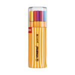 Комплект тънкописци Point 88 Twin-Pack, 20 цвята, Stabilo: висока тубичка в оранжево-бяло райе с прозрачен капак над пъстрите капачки и вертикален надпис „point 88“.