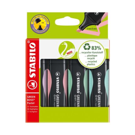 Комплект текст маркери Green Boss пастел, 4 цвята, Stabilo