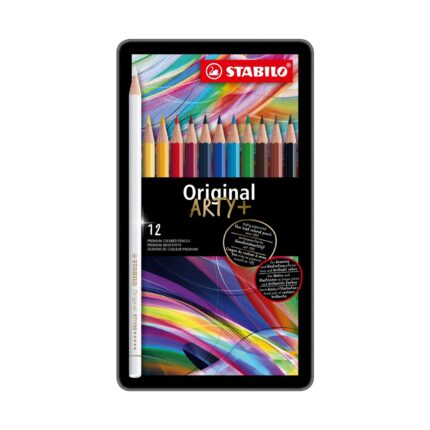 Комплект цветни моливи Arty Original metal box, 12 цвята, Stabilo