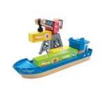Комплект за игра Товарен кораб и кран, 6 части, Hape - Image 2