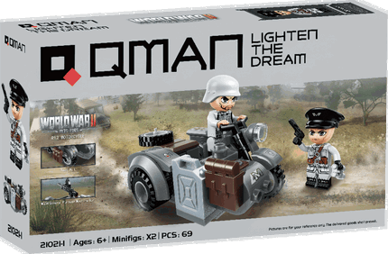 Конструктор Военен мотоциклет R12, 69 части, Qman