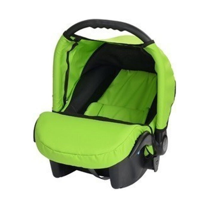 koshche-za-kola-junior-twist-zeleno-cherno-baby-merc-1500 Кошче за кола Junior Twist, зелено-черно, Baby Merc: кошче за кола Baby Merc в лимоненозелено с черна вътрешност на сенника, тъмна дръжка за носене и сива основа.