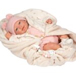 Кукла бебе Елба с розово вълнено боди, 45 см, Arias - Image 5