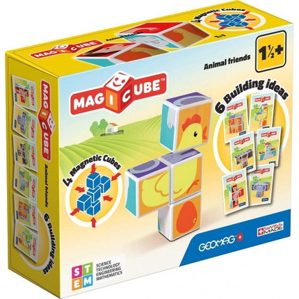 Магнитен конструктор Magicube животни и карти 11 части, Geomag