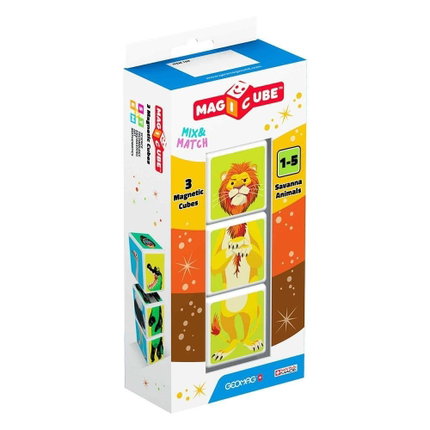 Магнитен конструктор Magicube животни в Саваната, 3 части, Geomag