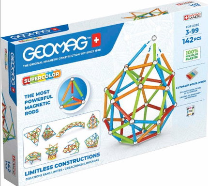 Магнитен конструктор Supercolor, 142 части, Geomag