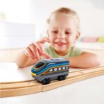 Междуградски локомотив с батерия, 12 x 4 x 5 см Черен, Hape - Image 4